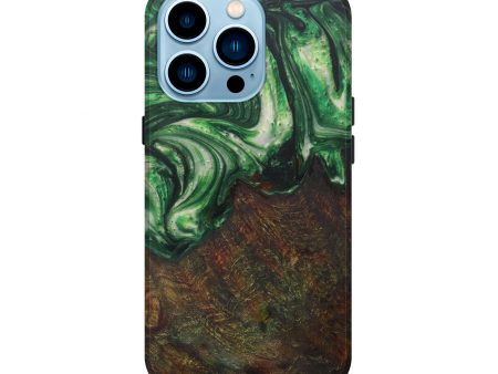 iPhone 14 Pro Wood+Resin Live Edge Phone Case - Abbie (Dark Green, 587062) Supply