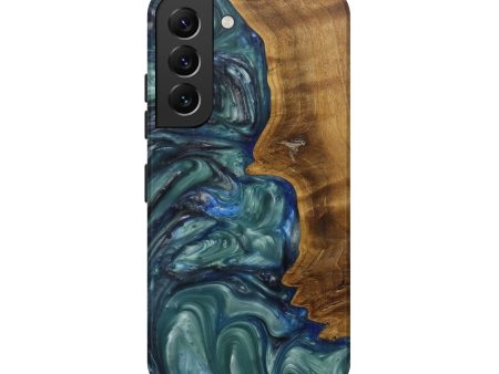 Galaxy S22 Wood+Resin Live Edge Phone Case - Jaman (Light Blue, 593335) Supply