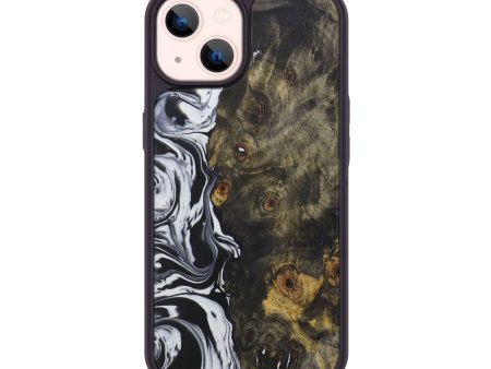 iPhone 14 Wood+Resin Phone Case - Tamika (Black & White, 591060) Sale