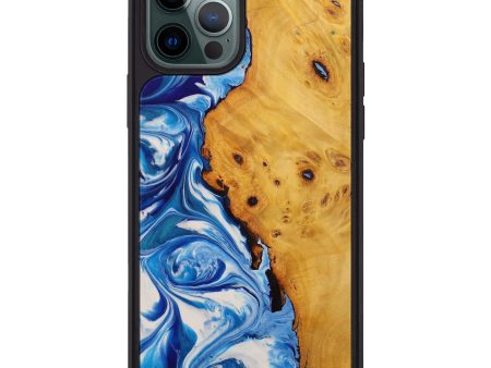 iPhone 12 Pro Max Wood+Resin Phone Case - Leota (Dark Blue, 593149) For Sale