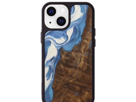 iPhone 13 mini Wood+Resin Phone Case - Collen (Light Blue, 592452) Hot on Sale