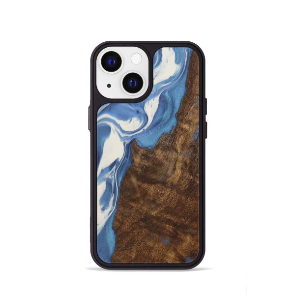 iPhone 13 mini Wood+Resin Phone Case - Collen (Light Blue, 592452) Hot on Sale