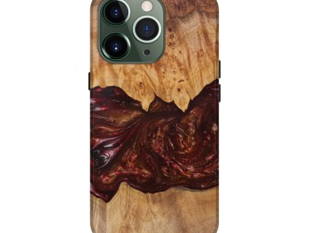 iPhone 13 Pro Wood+Resin Live Edge Phone Case - Roz (Dark Red, 588709) on Sale