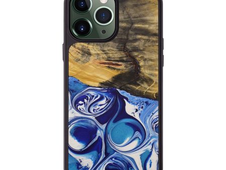 iPhone 13 Pro Max Wood+Resin Phone Case - Evita (Dark Blue, 588301) For Cheap