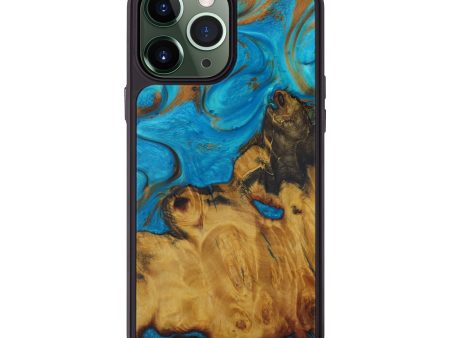 iPhone 13 Pro Max Wood+Resin Phone Case - Gracie (Teal & Gold, 590832) Online