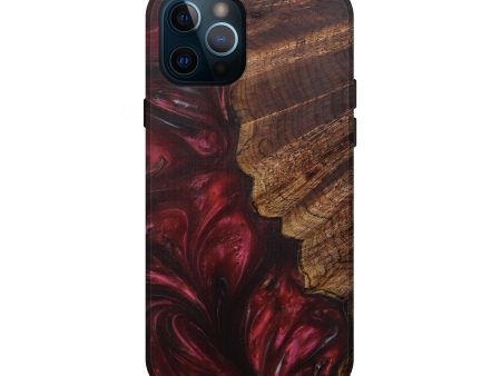 iPhone 12 Pro Wood+Resin Live Edge Phone Case - Shankar (Dark Red, 594205) For Discount