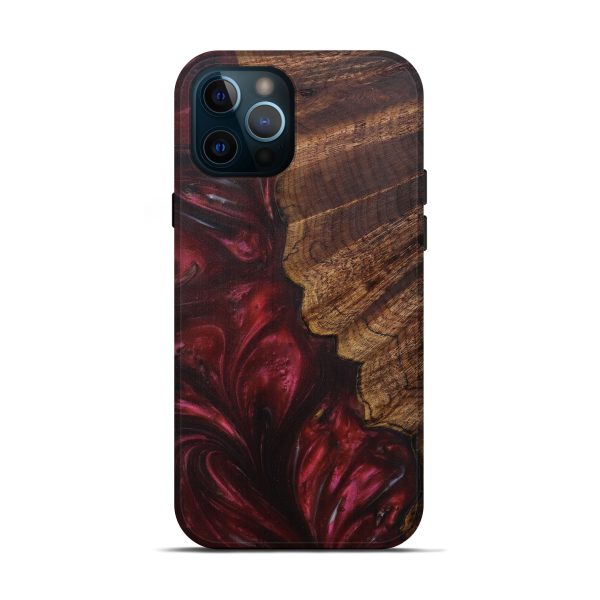 iPhone 12 Pro Wood+Resin Live Edge Phone Case - Shankar (Dark Red, 594205) For Discount