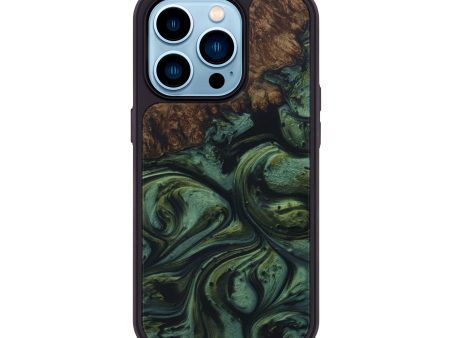 iPhone 14 Pro Wood+Resin Phone Case - Bryana (Dark Green, 587202) Hot on Sale