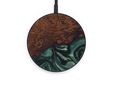 Circle Wood+Resin Wireless Charger - Berneice (Dark Green, 587229) Online now