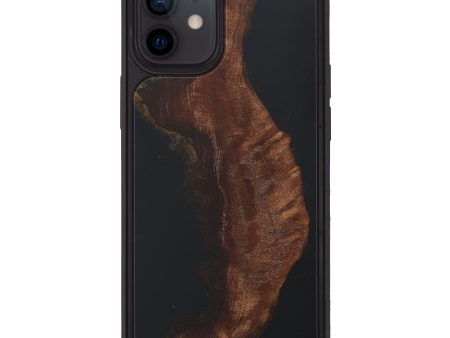 iPhone 12 Wood+Resin Phone Case - Grethel (Pure Black, 591671) For Sale