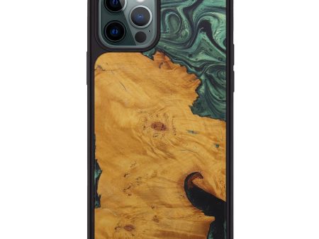 iPhone 12 Pro Wood+Resin Phone Case - Reagan (Dark Green, 588138) Fashion