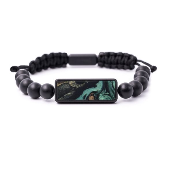 Bead Wood+Resin Bracelet - Jaylah (Dark Green, 588992) Sale