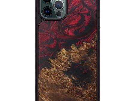 iPhone 12 Pro Max Wood+Resin Phone Case - Dorella (Dark Red, 589910) For Cheap