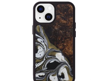 iPhone 13 mini Wood+Resin Phone Case - Amnish (Black & White, 588843) For Cheap