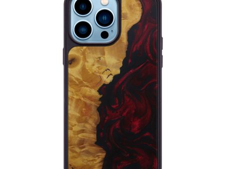 iPhone 14 Pro Max Wood+Resin Phone Case - Madelena (Dark Red, 587186) on Sale