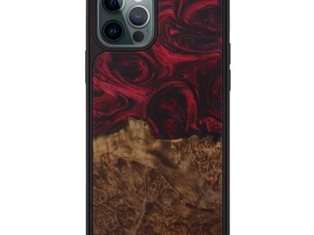 iPhone 12 Pro Wood+Resin Phone Case - Pamala (Dark Red, 587397) Online now