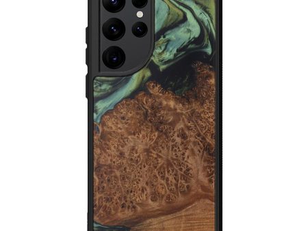 Galaxy S22 Ultra Wood+Resin Phone Case - Amerigo (Dark Green, 589988) on Sale