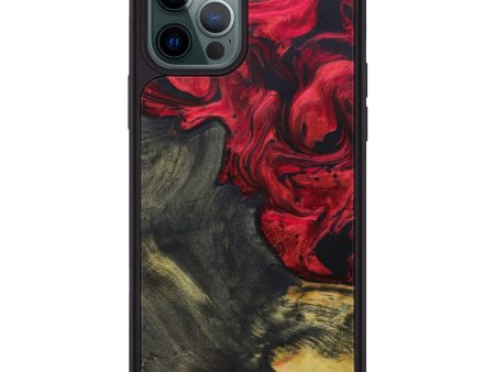 iPhone 12 Pro Max Wood+Resin Phone Case - Treyvon (Dark Red, 595324) Discount