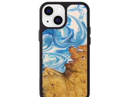 iPhone 13 mini Wood+Resin Phone Case - Kelcy (Light Blue, 589605) For Sale