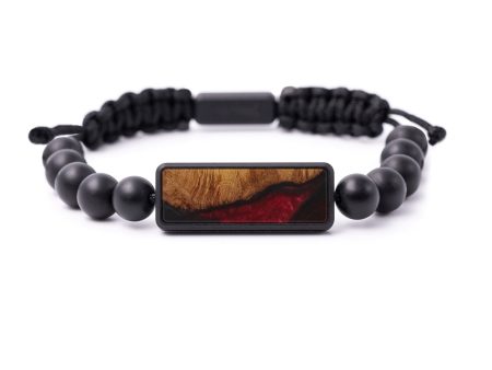 Bead Wood+Resin Bracelet - Brenn (Dark Red, 589698) Cheap