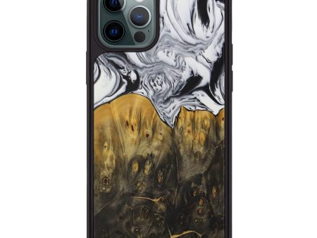 iPhone 12 Pro Wood+Resin Phone Case - Viviana (Black & White, 591307) Supply