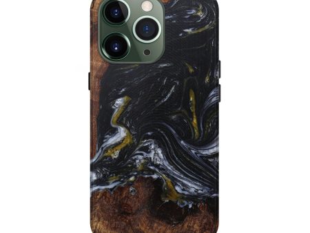 iPhone 13 Pro Wood+Resin Live Edge Phone Case - Natalya (Black & White, 589826) on Sale