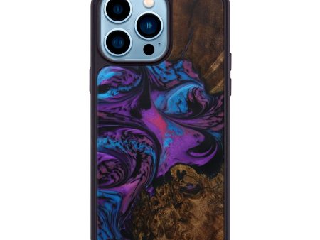 iPhone 14 Pro Max Wood+Resin Phone Case - Woon (Purple, 587631) For Cheap