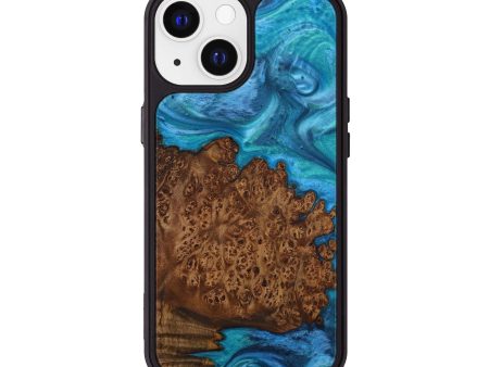 iPhone 13 Wood+Resin Phone Case - Celestine (Light Blue, 594719) For Cheap