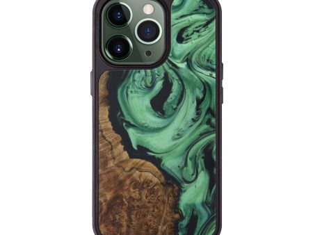 iPhone 13 Pro Wood+Resin Phone Case - Anatoli (Dark Green, 593590) For Discount