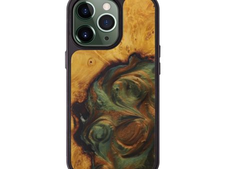 iPhone 13 Pro Wood+Resin Phone Case - Evelyn (Dark Green, 593592) Fashion