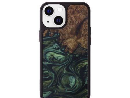 iPhone 13 mini Wood+Resin Phone Case - Ardra (Dark Green, 587216) Cheap