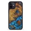 iPhone 12 Wood+Resin Phone Case - Carlton (Teal & Gold, 593744) Supply