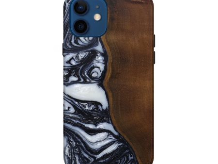 iPhone 12 Wood+Resin Live Edge Phone Case - Octavia (Black & White, 589840) Online Hot Sale