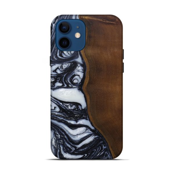 iPhone 12 Wood+Resin Live Edge Phone Case - Octavia (Black & White, 589840) Online Hot Sale