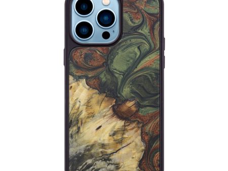 iPhone 14 Pro Max Wood+Resin Phone Case - Nanny (Dark Green, 588604) For Discount