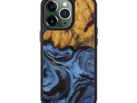 iPhone 13 Pro Wood+Resin Phone Case - Doreen (Dark Blue, 588244) For Discount