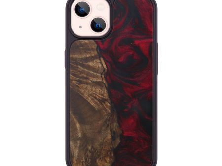 iPhone 14 Wood+Resin Phone Case - Adele (Dark Red, 595319) on Sale