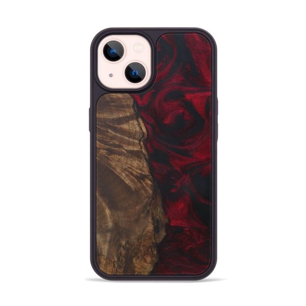 iPhone 14 Wood+Resin Phone Case - Adele (Dark Red, 595319) on Sale