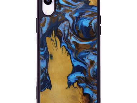 iPhone Xr Wood+Resin Phone Case - Lurleen (Teal & Gold, 594980) Supply