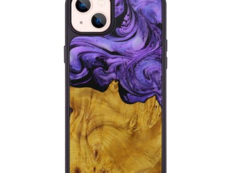 iPhone 14 Plus Wood+Resin Phone Case - Roselle (Purple, 595014) on Sale