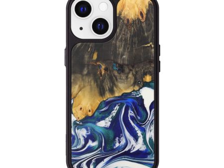 iPhone 13 Wood+Resin Phone Case - Lilllie (Dark Blue, 589857) Fashion