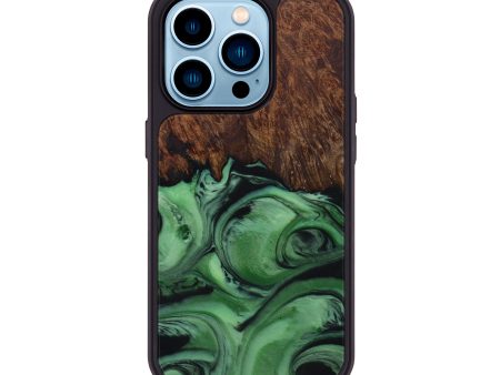 iPhone 14 Pro Wood+Resin Phone Case - Valerye (Dark Green, 595928) Supply