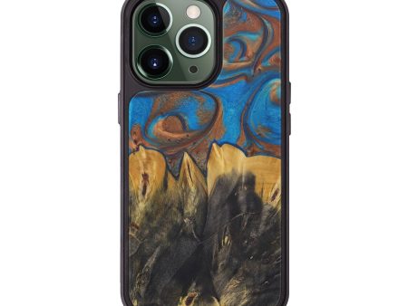 iPhone 13 Pro Wood+Resin Phone Case - Atlanta (Teal & Gold, 588402) For Cheap