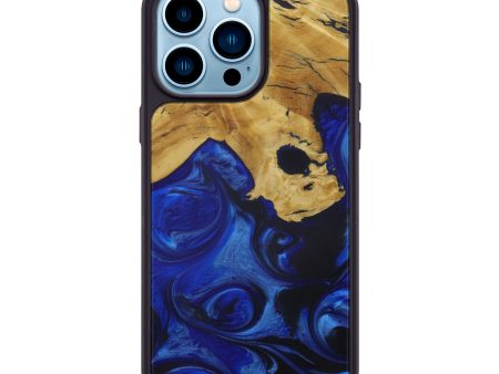 iPhone 14 Pro Max Wood+Resin Phone Case - Tamala (Dark Blue, 588286) Online now