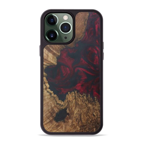 iPhone 13 Pro Max Wood+Resin Phone Case - Daryle (Dark Red, 595352) Discount