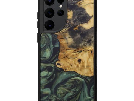 Galaxy S22 Ultra Wood+Resin Phone Case - Faith (Dark Green, 588133) For Sale