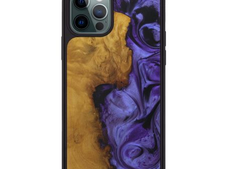 iPhone 12 Pro Wood+Resin Phone Case - Blake (Purple, 592556) For Sale