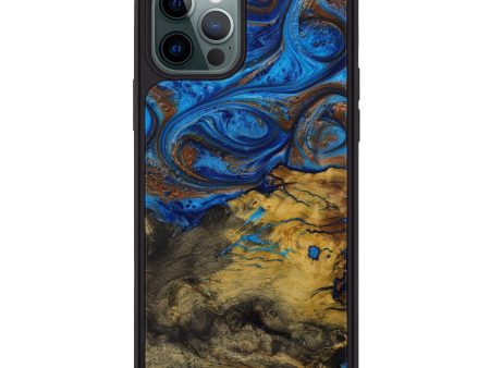 iPhone 12 Pro Wood+Resin Phone Case - Ariel (Teal & Gold, 590794) Hot on Sale