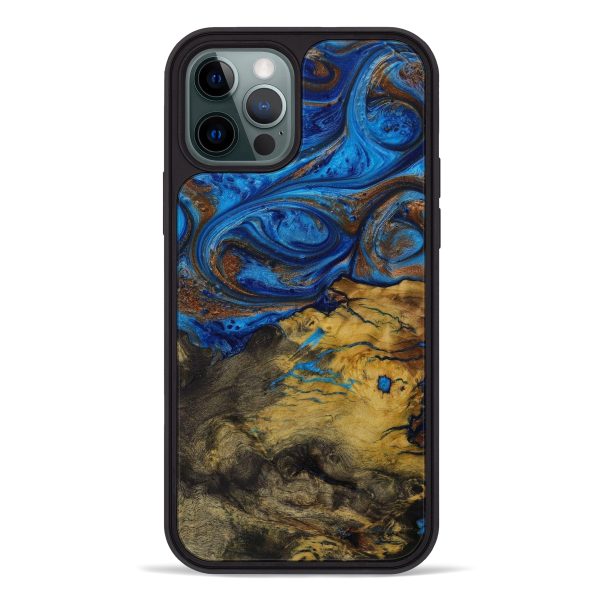 iPhone 12 Pro Wood+Resin Phone Case - Ariel (Teal & Gold, 590794) Hot on Sale