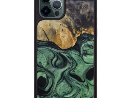 iPhone 12 Pro Max Wood+Resin Phone Case - Layne (Dark Green, 590594) For Discount